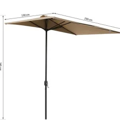 Sombrilla de media pantalla Outsunny con manivela beige 245x230x130 cm
