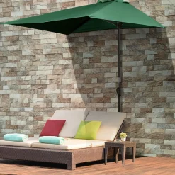 Sombrilla de pared Boston Outsunny protección UV30+ verde 245x230x130 cm