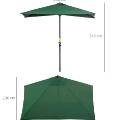 Sombrilla de pared Boston Outsunny protección UV30+ verde 245x230x130 cm