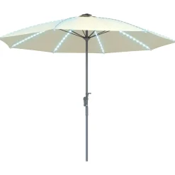 Sombrilla de terraza Lilith Outsunny con manivela y luz LED crema Ø300x256 cm