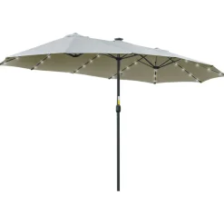 Sombrilla doble Buffalo Outsunny 2 niveles + 48 luces LED + manivela 240x450x265 cm