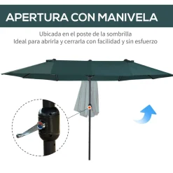 Sombrilla doble Oslo Outsunny apertura con manivela 238x455x265 cm