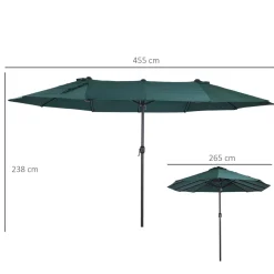 Sombrilla doble Oslo Outsunny apertura con manivela 238x455x265 cm