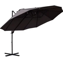 Sombrilla doble Outsunny inclinable con manivela negro/gris 250x440x270 cm