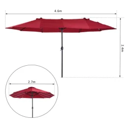 Sombrilla doble Outsunny con manivela y protección solar UV 240x460x270 cm