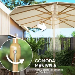 Sombrilla doble Outsunny con manivela 238x455x265 cm