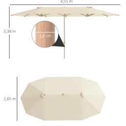 Sombrilla doble Outsunny con manivela 238x455x265 cm