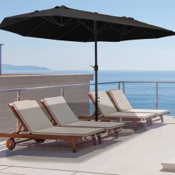 Sombrilla doble Outsunny negro 240x460x270 cm