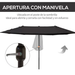 Sombrilla doble Outsunny negro 240x460x270 cm