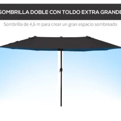 Sombrilla doble Outsunny negro 240x460x270 cm