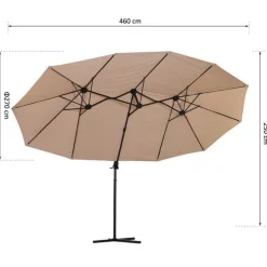 Sombrilla doble parasol Outsunny con manivela beige/negro 250x270x460 cm