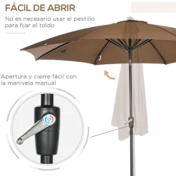 Sombrilla Florencia Outsunny manivela + techo inclinable Ø300x252 cm