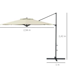 Sombrilla Jaguar Outsunny diseño excéntrico crema Ø296x242 cm