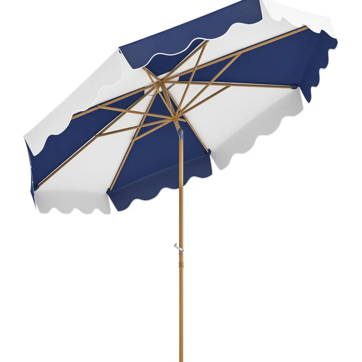 Sombrilla Marine Outsunny inclinable con manivela azul/blanco Ø267x238 cm