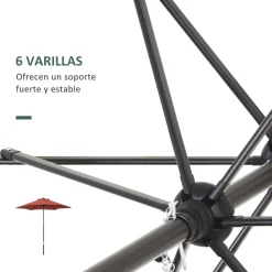 Sombrilla Melissa Outsunny mástil desmontable + ventilación rojo Ø196 cm