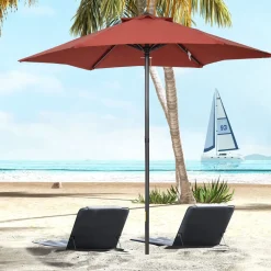 Sombrilla Melissa Outsunny mástil desmontable + ventilación rojo Ø196 cm