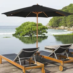Sombrilla Outsunny con sistema de pestillo negro Ø300x250 cm
