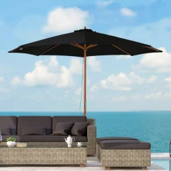Sombrilla Outsunny con sistema de pestillo negro Ø300x250 cm