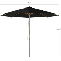 Sombrilla Outsunny con sistema de pestillo negro Ø300x250 cm