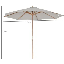 Sombrilla Outsunny con sistema de pestillo gris Ø300x250 cm