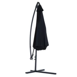 Sombrilla Outsunny poste excéntrico con manivela negro 3x2,5 m