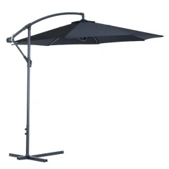 Sombrilla Outsunny poste excéntrico con manivela negro 3x2,5 m