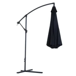 Sombrilla Outsunny poste excéntrico con manivela negro 3x2,5 m