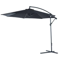 Sombrilla Outsunny poste excéntrico con manivela negro 3x2,5 m