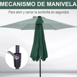 Sombrilla Outsunny reclinable con manivela 270x235 cm