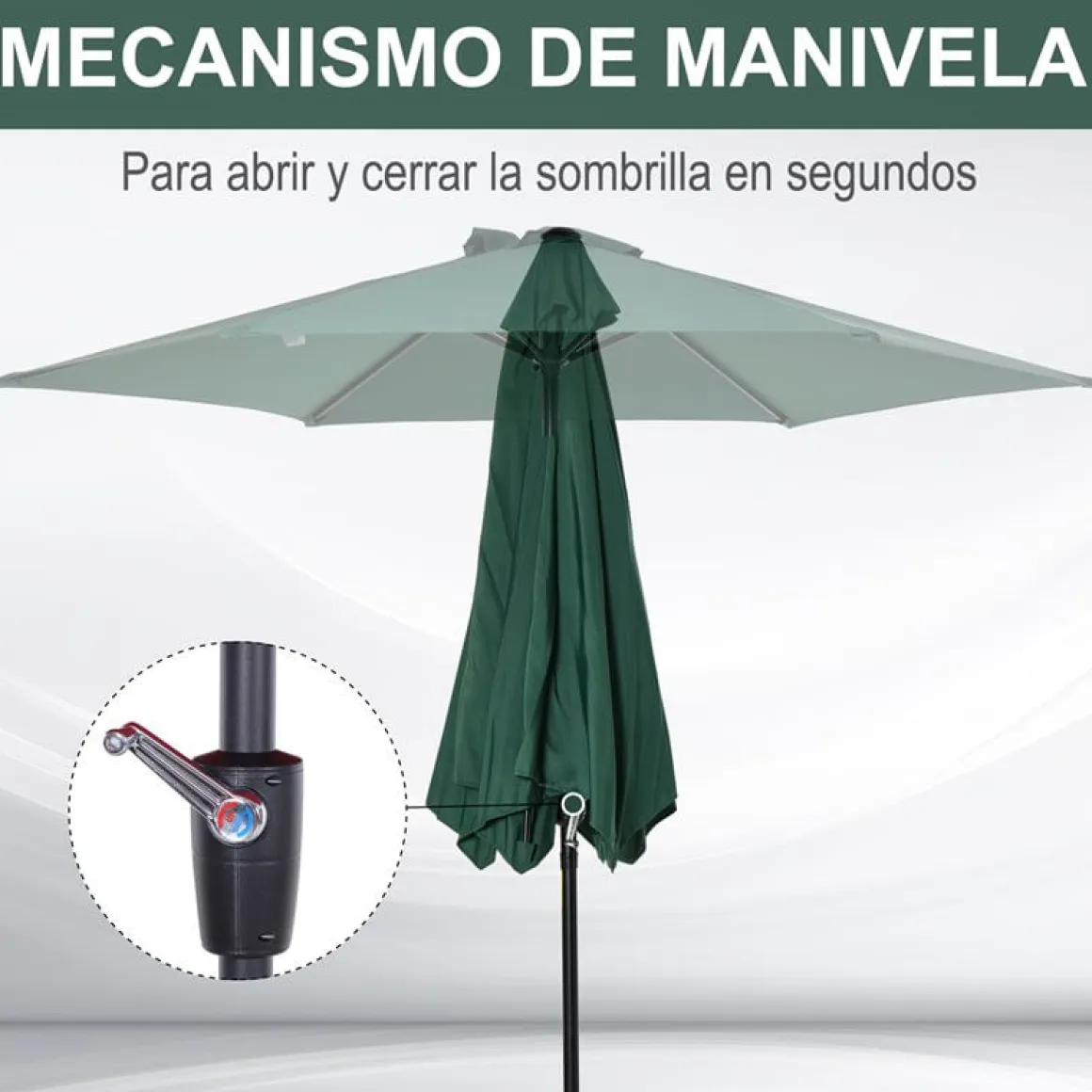 Sombrilla Outsunny reclinable con manivela 270x235 cm