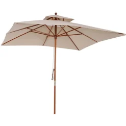 Sombrilla Outsunny rectangular bambú natural 297x300x300 cm