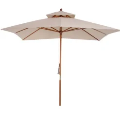 Sombrilla Outsunny rectangular bambú natural 297x300x300 cm