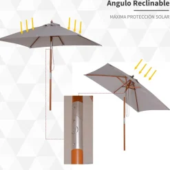 Sombrilla Outsunny rectangular inclinable 230x200X150 cm