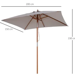 Sombrilla Outsunny rectangular inclinable 230x200X150 cm