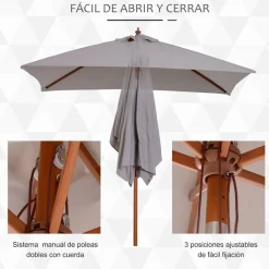 Sombrilla Outsunny rectangular inclinable 230x200X150 cm