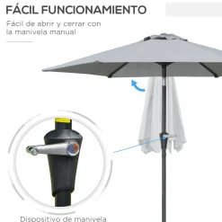 Sombrilla Portland Outsunny ángulo ajustable Ø230x216 cm