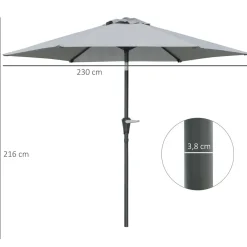 Sombrilla Portland Outsunny ángulo ajustable Ø230x216 cm