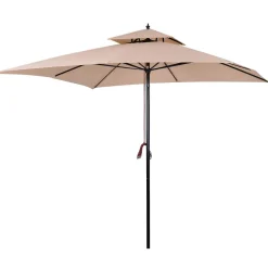 Sombrilla Rhio Outsunny 8 varillas doble techo beige 300x300 cm