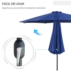 Sombrilla Sevilla Outsunny doble techo inclinable + manivela azul Ø295x250 cm