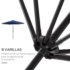 Sombrilla Sevilla Outsunny doble techo inclinable + manivela azul Ø295x250 cm