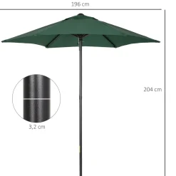 Sombrilla Teki Outsunny desmontable verde Ø196x204 cm