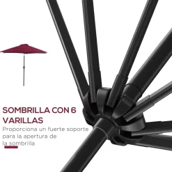 Sombrilla Toroni Outsunny reclinable + manivela Ø260x235 cm
