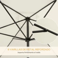 Sombrilla Toscana Outsunny ángulo inclinable crema 253x295x195 cm