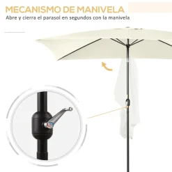 Sombrilla Toscana Outsunny ángulo inclinable crema 253x295x195 cm