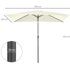 Sombrilla Toscana Outsunny ángulo inclinable crema 253x295x195 cm
