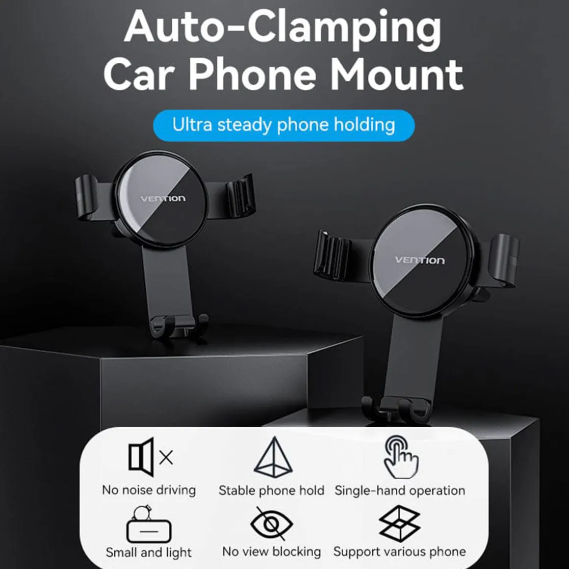 Soporte de Smartphone para coche Vention KCSB0 compatible hasta 7,2'' negro