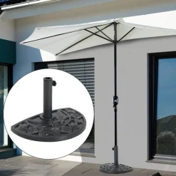 Soporte de sombrilla semicircular Outsunny ajuste universal negro 32x50x32 cm