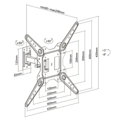 Soporte de TV Aisens WT55TSE-151 23''-55'' inclinable y pivotable negro