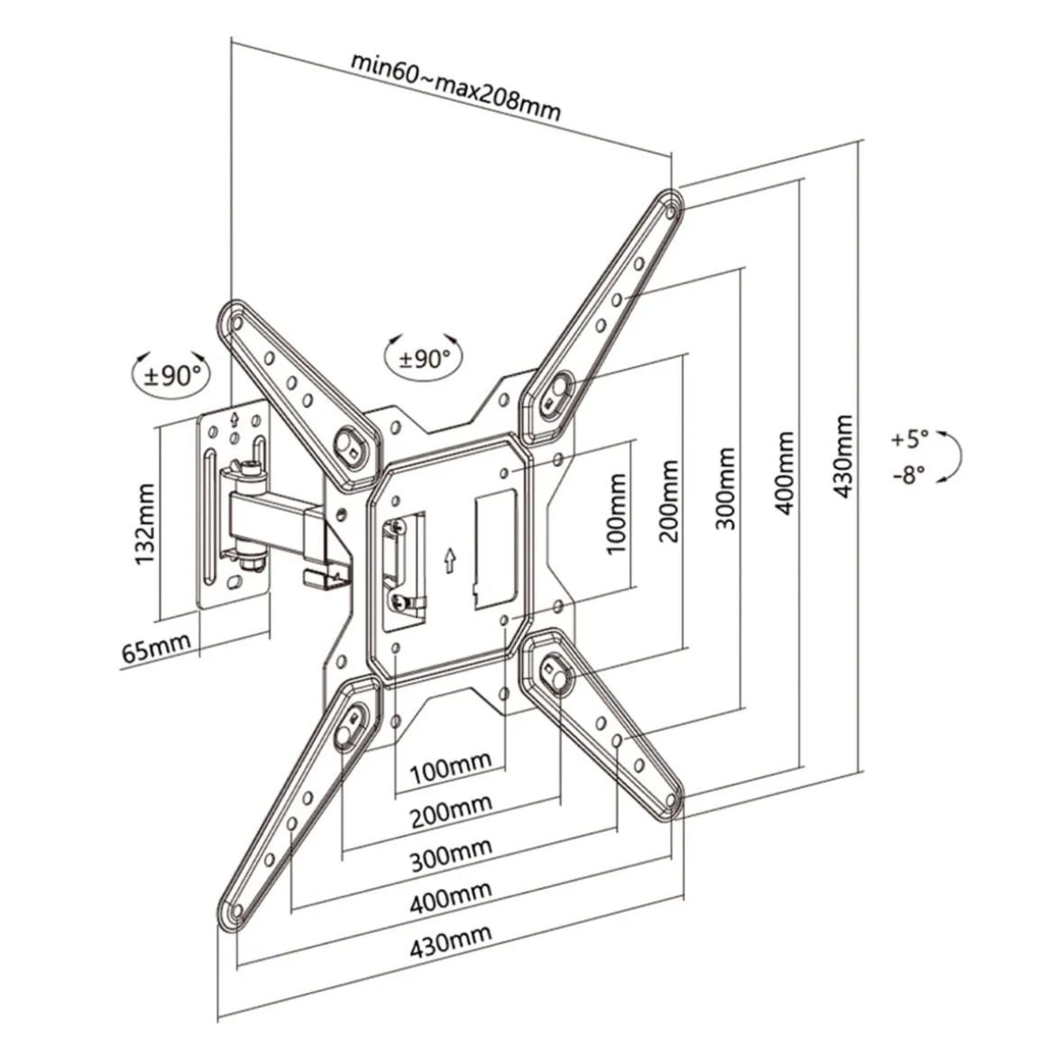 Soporte de TV Aisens WT55TSE-151 23''-55'' inclinable y pivotable negro
