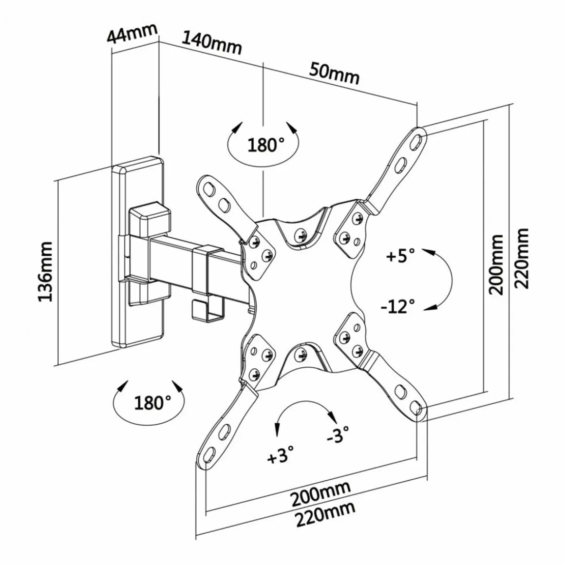 Soporte de TV Aisens WT42TSLE-009 13''-42'' inclinable y pivotable negro